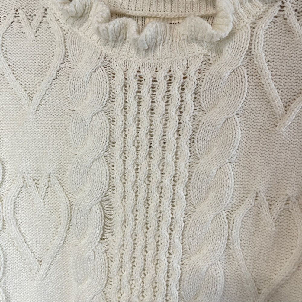 NWT CREWCUTS Girls White Mockneck Cable Knit Sweater in White (Flawed) - Picture 3 of 11